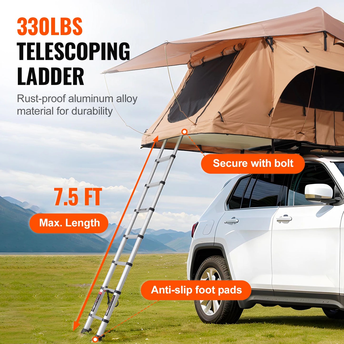 Rooftop Tent Hardshell Folding Tent with Telescopic Ladder