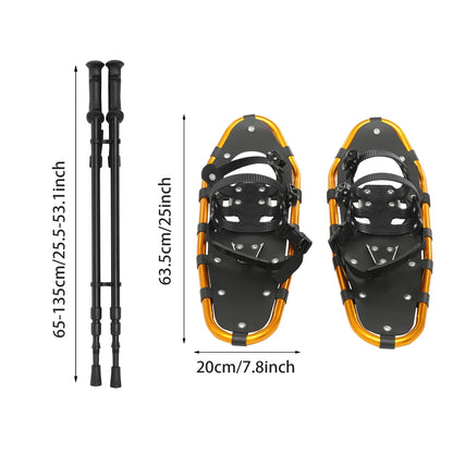 25 Inch Snowshoes, Snowshoes& Adjuatable Trekking Poles, Snowshoes for Adults Men Women