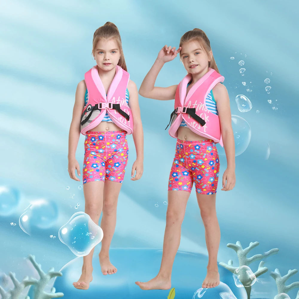 Children's Life Jacket with High Buoyancy Vest, Girl's Portable Swimming, Drifting, Shark Fin Vest