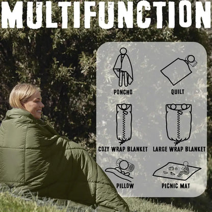Thinsulate Insulation Puffy Camping Blanket for Cold Weather, Queen Size Warm Camping Quilt with Zipper, Waterproof Outdoor Slee