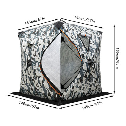 Orange/Blue/Red/Camouflage Ice Fishing Tent Outdoor Square Thermal Shelter Dual Zipper Windproof Tent for Camping Hiking Fishing