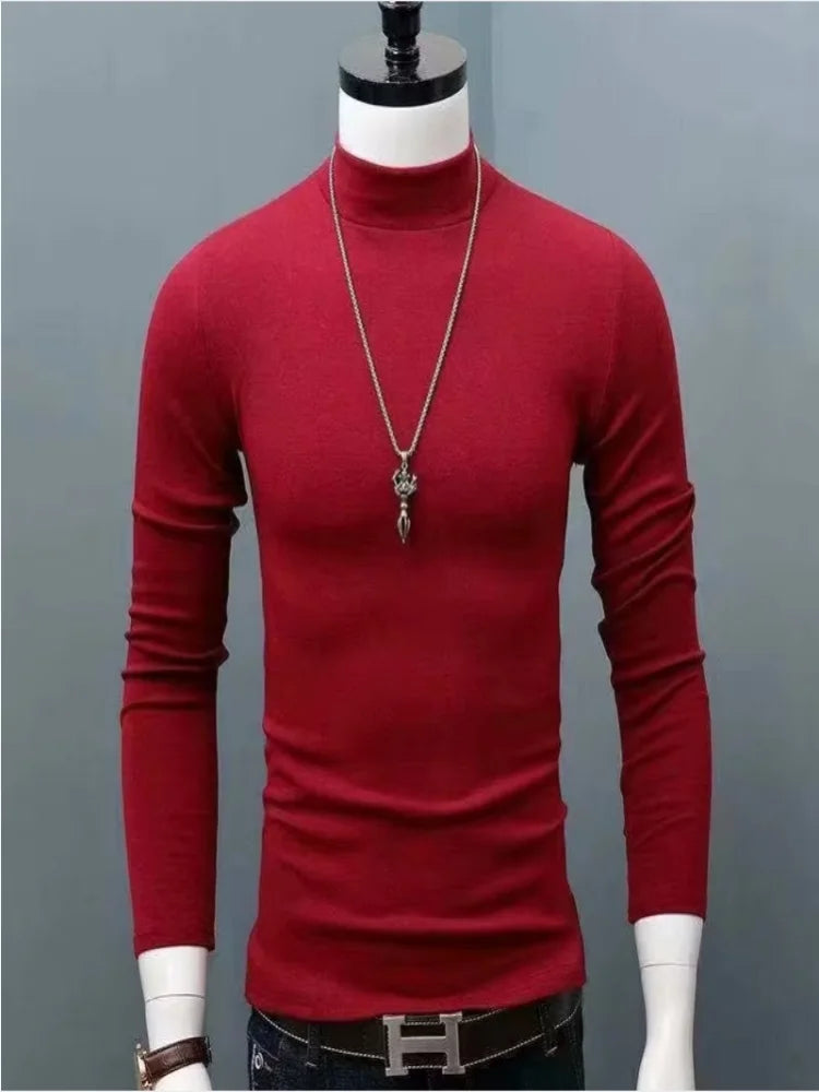 new Quick Drying High Collar Men's Blouses for Cool Stylish Shirts and Blouses Comfortable and Warm T-Shirts for Fall and Winter