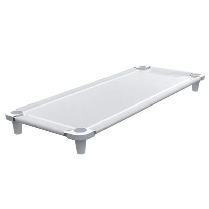 Nap Cot for Kids, Portable Toddler Child Bed, Stackable, 52 L Stainless Steel Tubes White Breathable Mesh Fabric White Feet 1 Pa