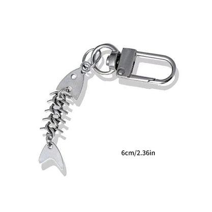 Fashion Fishing Expert Keychain Fish Bone and Hook Key Chain Jewelry Silver Color Fisherman I Love Fishing Fish Pendant Key New