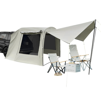 Car Awning Outdoor Tent, Car Tent Attachment for Camping 4-6 Person SUV Sedan Tailgate Awning Shelter Extension, 4.85*2.4*1.95m