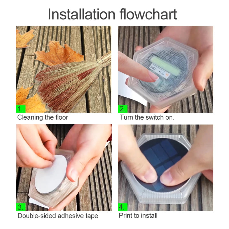 6 Pack Solar Driveway Lights Outdoor IP68 Waterproof Blue Deck Step Lights Solar Stair Lights Stick on Dock Garage Pool Fence