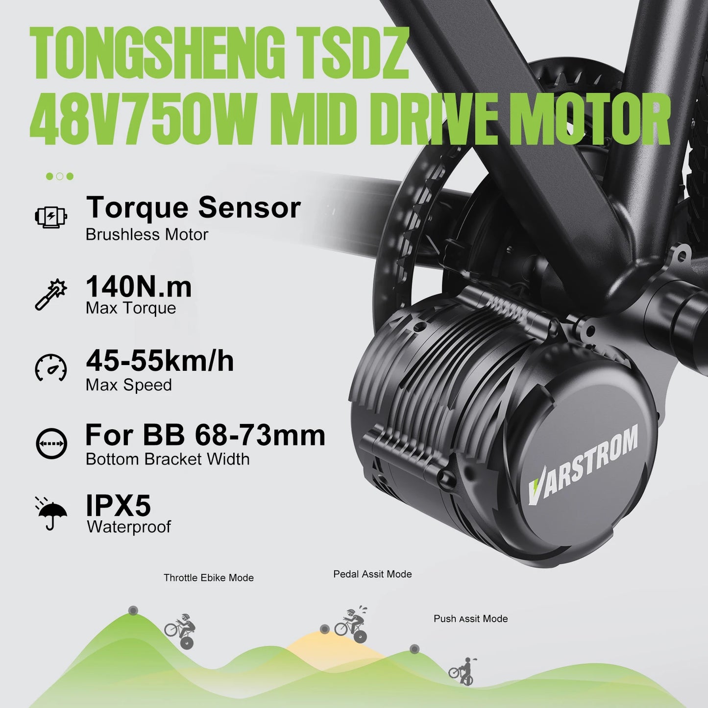 Tongsheng TSDZ8 750W TSDZ2B 500W 250W Motor Kit Mid Drive Torque Sensor Bicycle Engine Electric Bike Conversion Kit BB 68-73mm