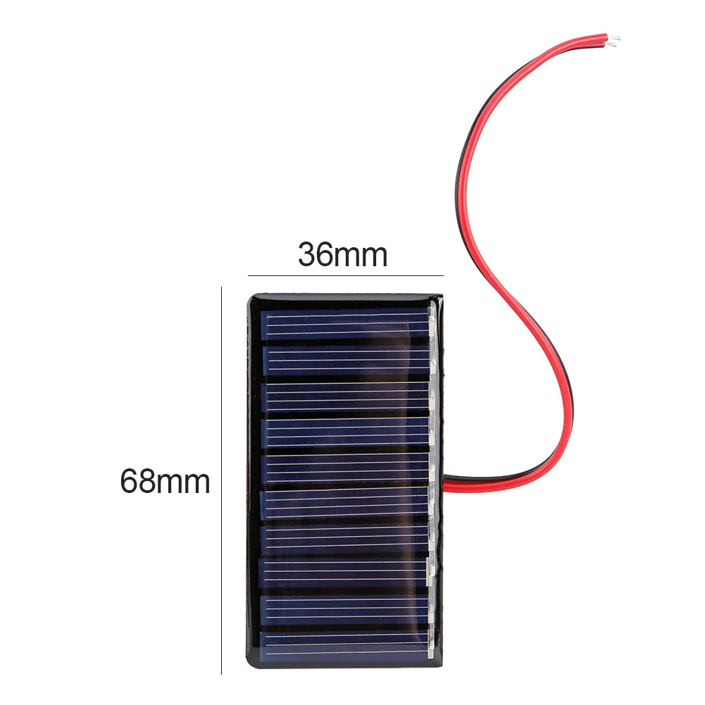 Power Bank Battery USB Powerbank Solar Panel 0.3W 5V Polysilicon Epoxy Panel Mini Solar System DIY Modules with Wire