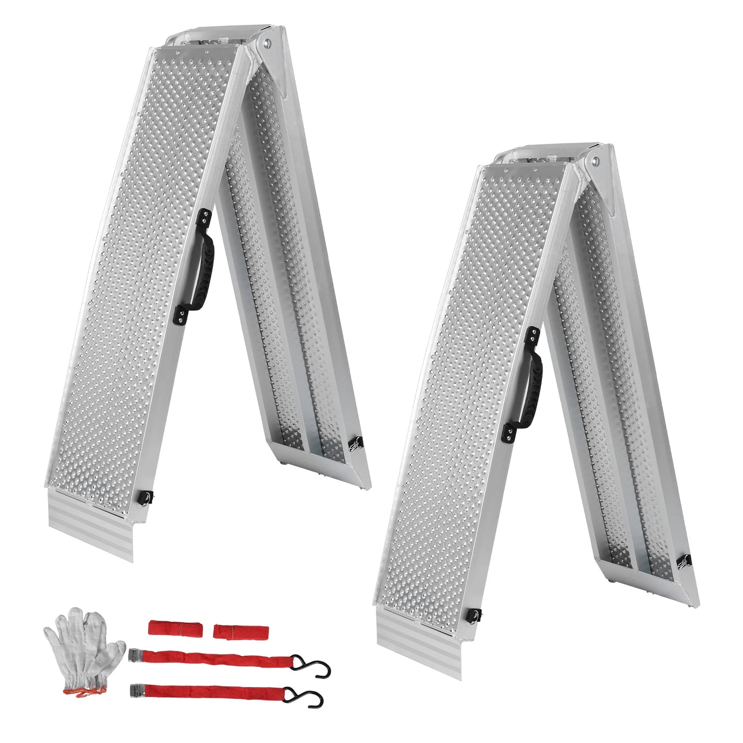 2Pcs 85inch Metal Ramps Ladder with Handle Foldable Truck Loading Ramps for Motorcycles Lawn Mowers UTVs and More
