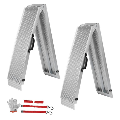 2Pcs 85inch Metal Ramps Ladder with Handle Foldable Truck Loading Ramps for Motorcycles Lawn Mowers UTVs and More