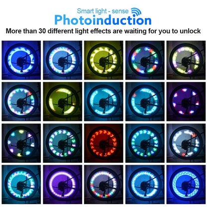 Colorful wheel hub bicycle wheel hub solar light waterproof MTB balanced bicycle light LED RGB tire flashing warning