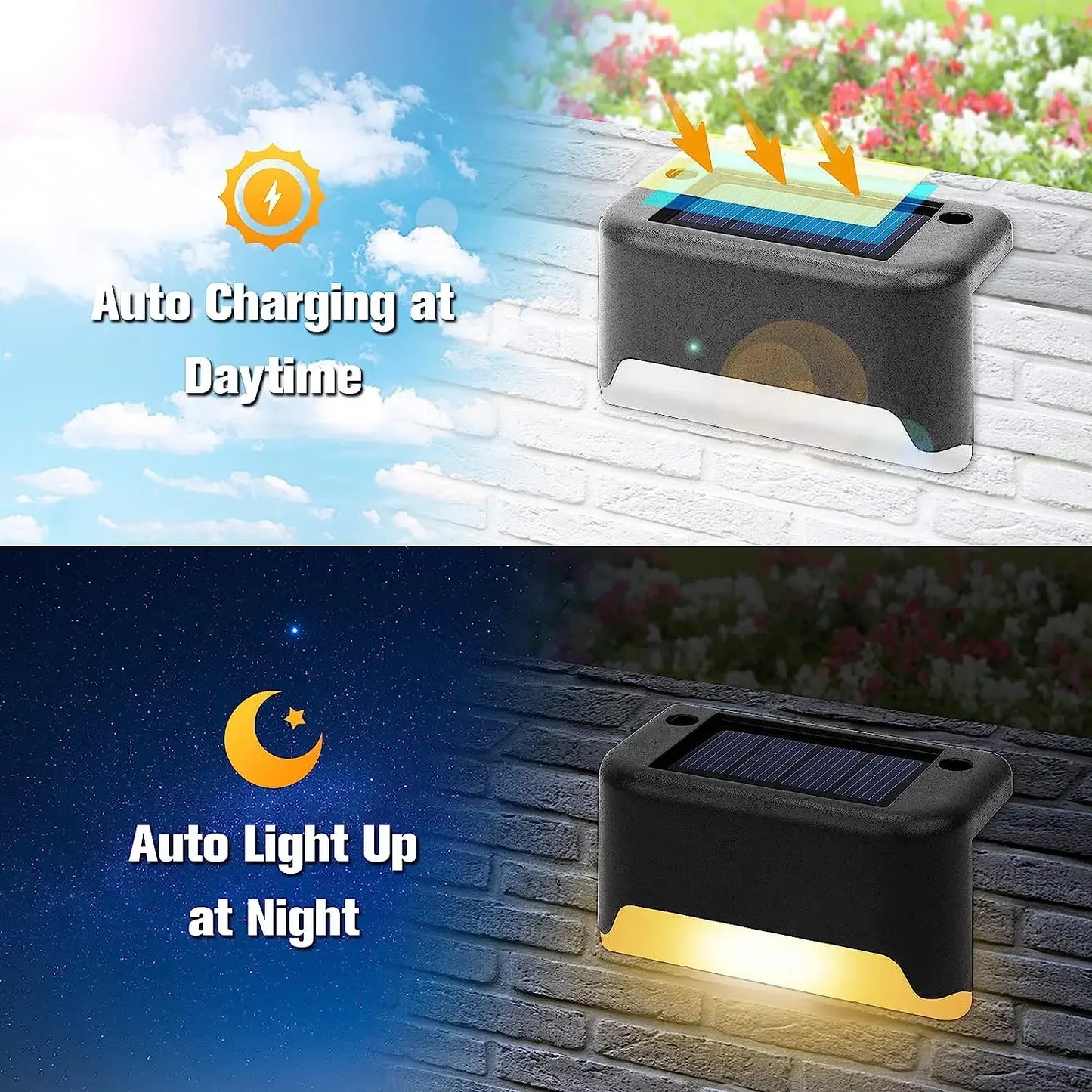 A set of 16 waterproof outdoor solar deck lights, suitable for outdoor fences,patios,decks,and walkways,equipped with LED lights