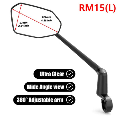 EasyDo Bike Mirror Electric Bike Handlebar Rearview Mirror with 360 Rotatable bike Extended Mirror Arm for Road Mountain Cycling