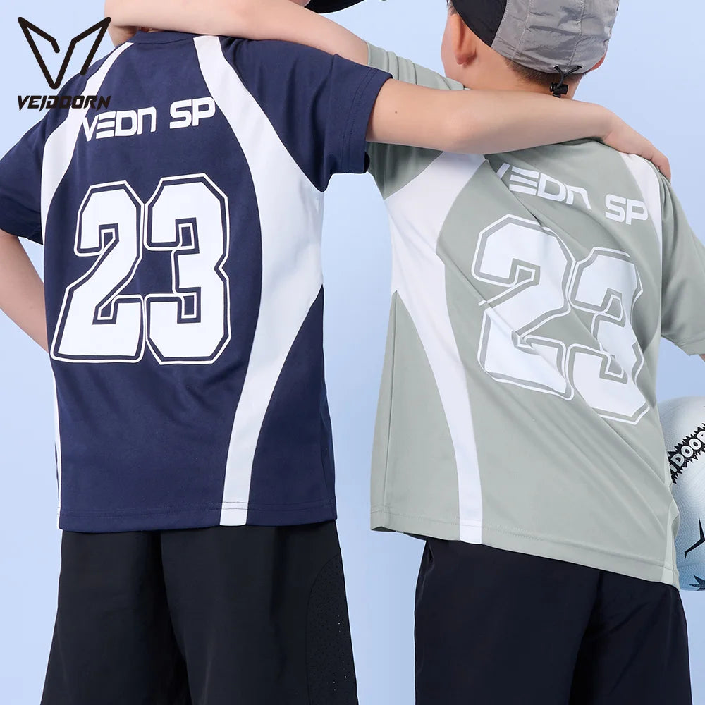 Kids Quick Dry Shirts Short Sleeve Boys Girls Breathable Athletic Running Tops Children Summer Sports Wear Moisture Wicking Tee