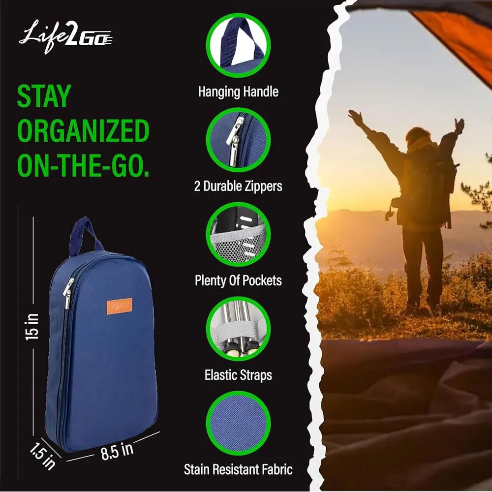 12 Pcs Camp Cooking Utensil Set & Outdoor Kitchen Gear Cookware Kit, Portable Compact Carry Case or Camping, Hiking, Travel, BBQ
