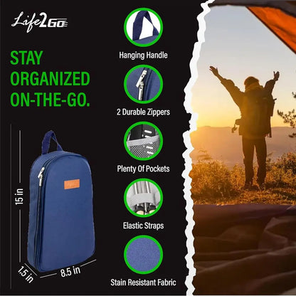 12 Pcs Camp Cooking Utensil Set & Outdoor Kitchen Gear Cookware Kit, Portable Compact Carry Case or Camping, Hiking, Travel, BBQ