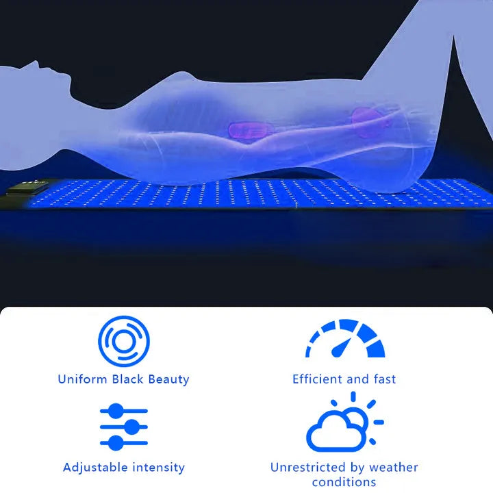 Tanning Lamp Mat 360 PCS Blue Light Massage Yoga Mat Remote Control 8 Modes&20 Gears 100*40CM Solarium Lamp for TanningSkin Care