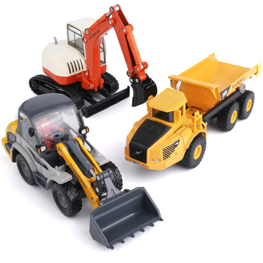 Heavy Duty Construction Site Playset, Metal Dump Truck, Excavator Digger Backhoe,Tractor Bulldozer Diecast Vehicle, Outdoor Sand