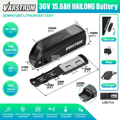 Varstrom 750W Mid Motor Kit Torque Sensor Drive VSM01 48V 36V eBike Engine Electric Bicycle Conversion Kit with 13 24Ah Battery