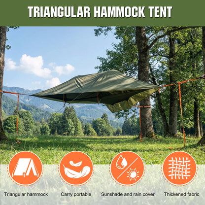 3 Point Hammock Tent with Mosquito Net & RainFly Lay Flat Hammock 660 LBS Load Capacity for Outdoor Backpacking & Hiking