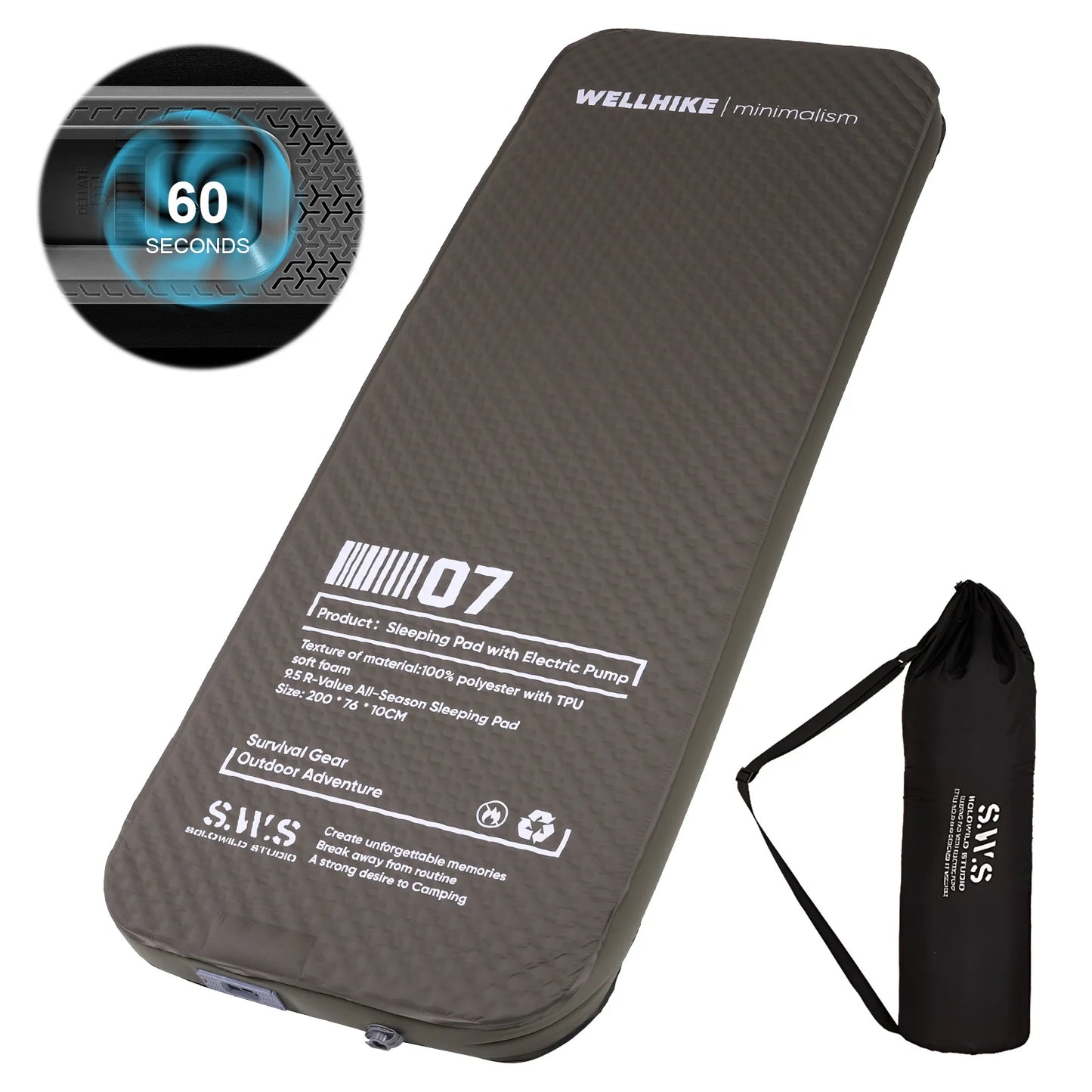 Single Inflatable Camping Mat with Pump Automatic Inflatable Mat Compact Camping Air Mattress for Backpacking Hiking Beach Tent