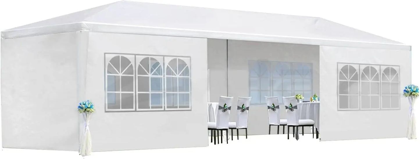 10X20FT Outdoor Canopy Waterproof Tent With 6 Removable Sidewalls & Windows For Wedding Garden Camping