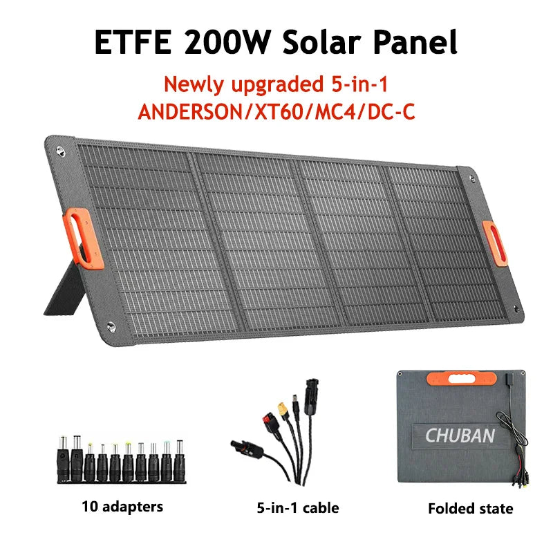 ETFE 100w 200W Foldable Solar Panels Cell Portable Solar Charging Panel Complete Kit Outdoor Tourism Camping Power Station